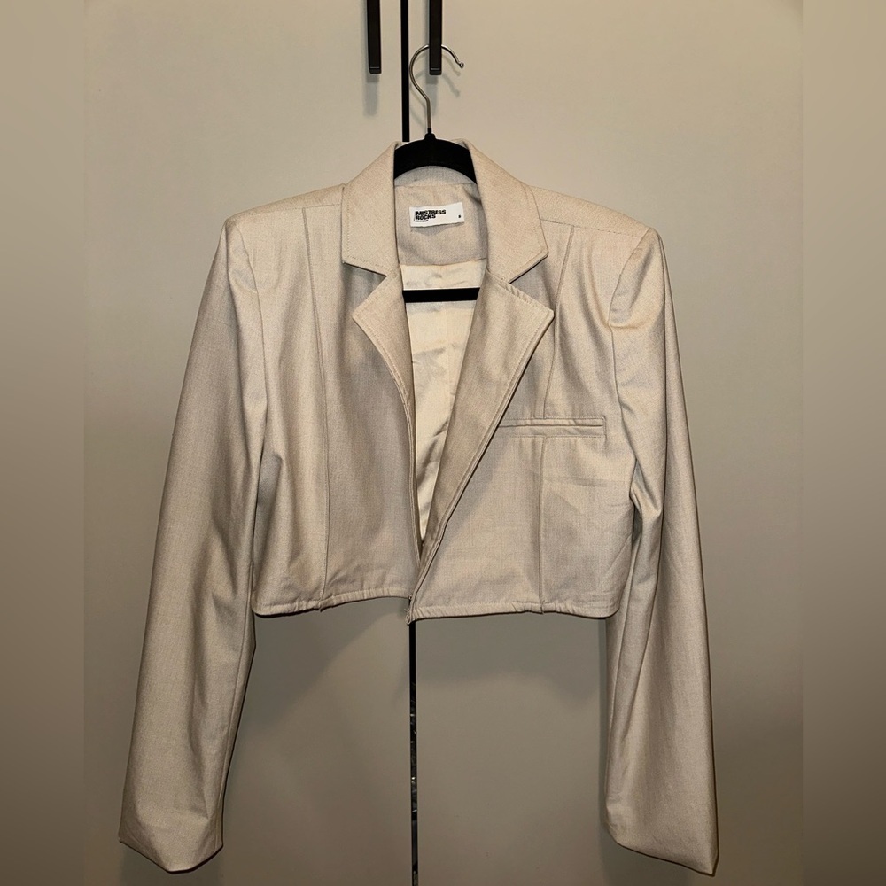 House of CB Mistress Rocks Women's Cream Cropped Blazer size Small